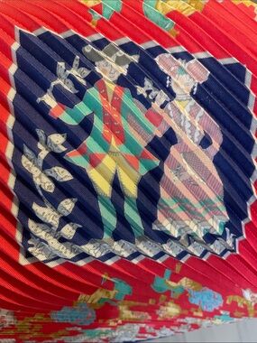 100% Silk Hermes “Early America” Plisse (Pleated) Scarf.